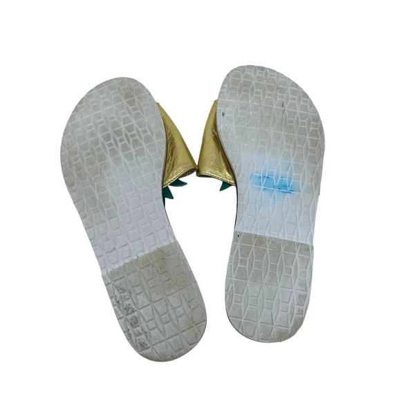 Kate Spade Ibis Embroidered Pineapple Slide Sandals In Gold Size US 9 - Picture 7 of 7